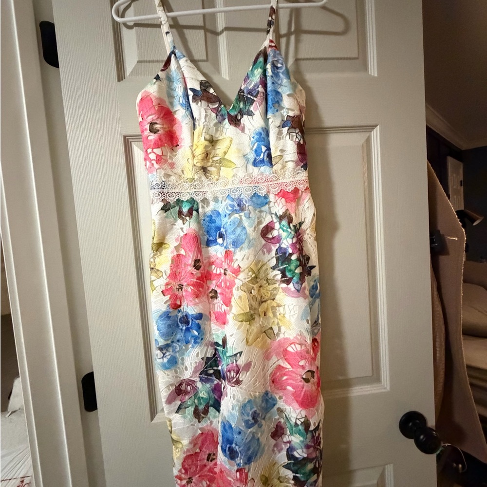Dress the Population Colorful Floral Midi Dress